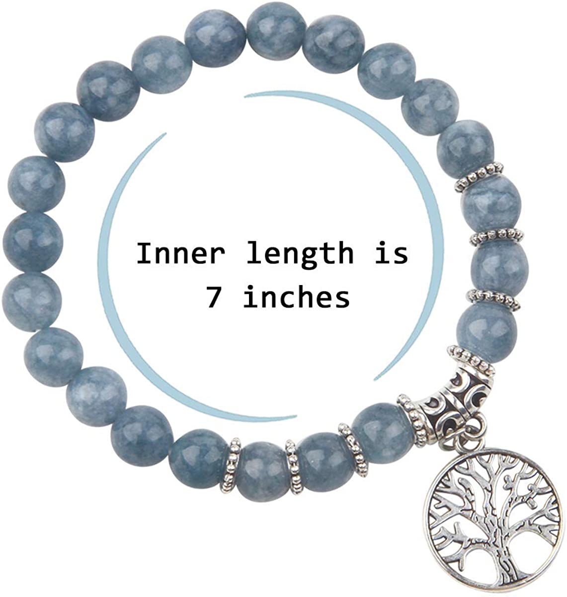 Tree of Life Turquoise Jasper & Tibetan Agate Gemstone Chakra Beaded Bracelet | Beach Charm Bracelet Set - Ocean Jewelry…… - Image 3
